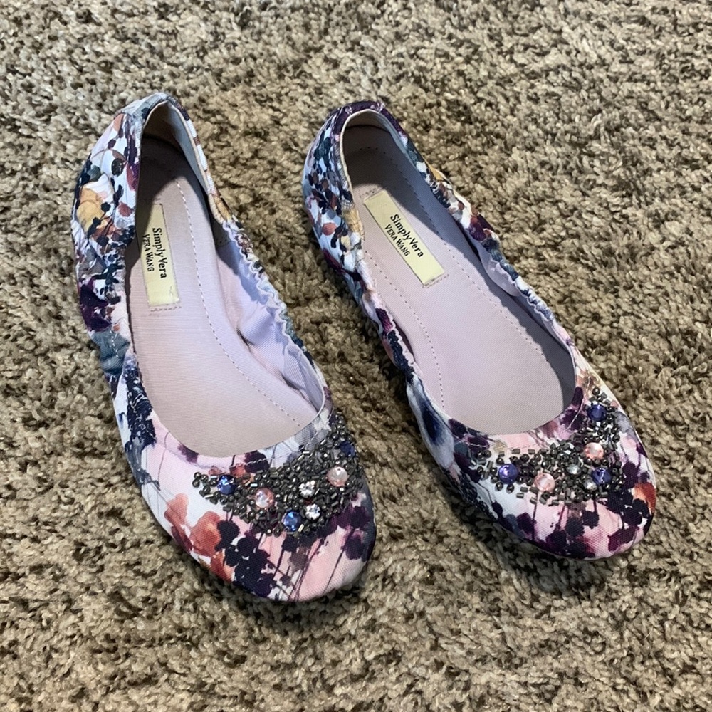 Floral beaded flats